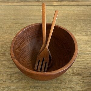 Single Serving Wooden Bowl with Utensils